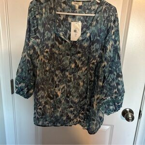 Comp Blu Women’s Tie Front Blouse Top